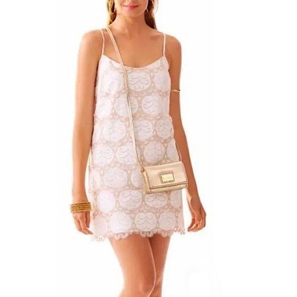 Lilly Pulitzer White Gold Lace Racerback Mini Dress Size XS